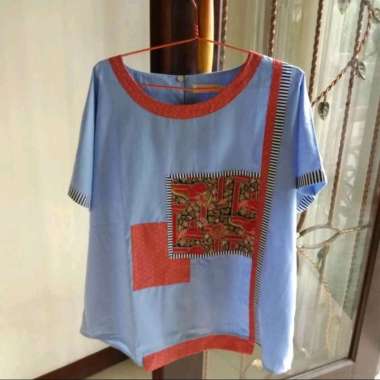 BAJU ATASAN WANITA KOMBINASI BATIK BLOUSE BIG SIZE BESAR L XL NAYARA BLUS PEREMPUAN CANTIK WARNA BIR