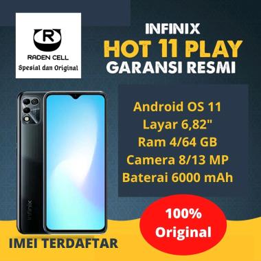 Infinix Hot 11 Play 4/64 GB Handphone 4G LTE Murah Smartphone Android 4G LTE Murah HP Android 4G Mur