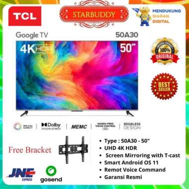 LED TV 50 Inch TCL 50A30 4K UHD Smart Android Google TV