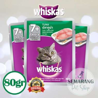 Wet Cat Food WHISKAS Senior Pouch 80gr Sachet Makanan Basah Saset - Tuna Senior Tuna Senior