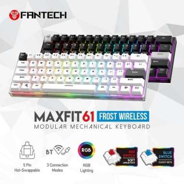 Fantech MAXFIT61 FROST Wireless Mechanical Keyboard 60% RGB Hot-Swappable
