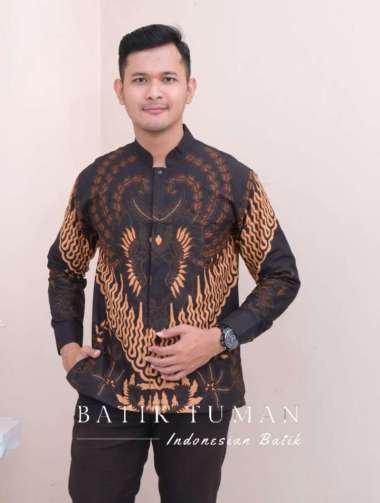 KOKO FAWWAZ BROWN Fashion Muslim Pria Baju Koko Pria Lengan Panjang Bahan Katun Halus Koko Batik Lap