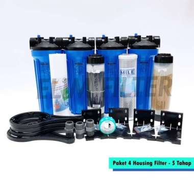 Filter Air Sumur - Filter Air Ledeng 4 Housing 10 inch 5 Tahap - BLUE Drat 1 per 2
