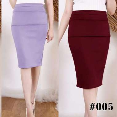 005 Rok Midi/Rok Midi Scuba/Rok Kerja Wanita/Rok Modern/Rok Sexy Lilac