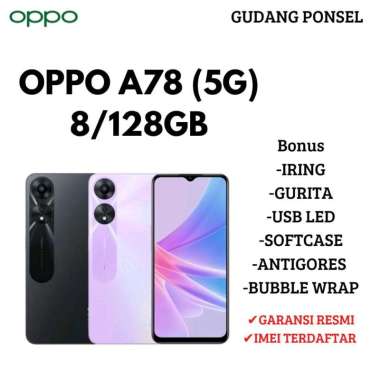 Oppo A78 5G 8/128gb Garansi resmi + Bonus black