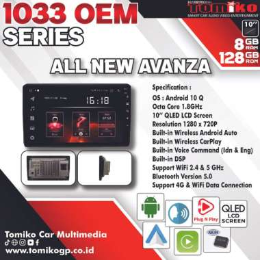 Head Unit Android Tomiko 1033 OEM Series for Toyota All New Avanza