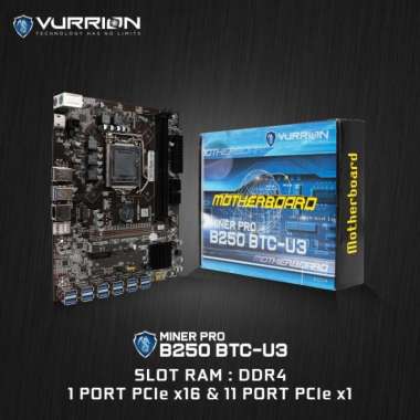 Vurrion Miner Pro B250 BTC U3 - 12 Slot USB 3.0 Mining Motherboard Multivariasi Multicolor