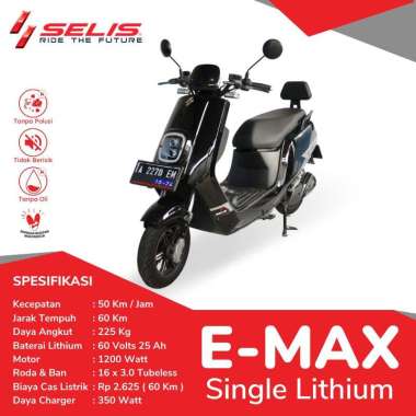 HARGA SUBSIDI Motor Listrik Selis E - Max Single Baterai Lithium Garansi SNI Opsi 1 Merah