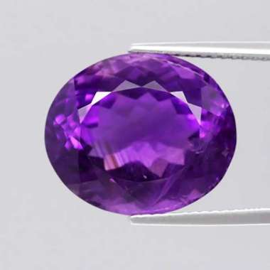 AT-055 Batu Permata Amethyst Kecubung Ungu Oval Natural 13.61 Ct. Untreated Bersertifikat