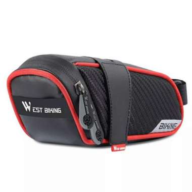 TAS SADEL SEPEDA WATERPROOF WEST BIKING BLACK RED