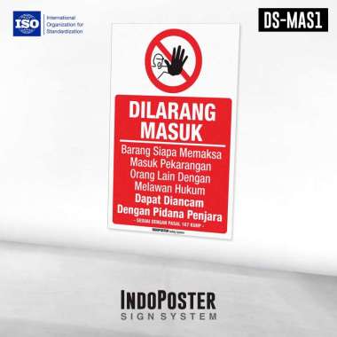 Stiker Dilarang Masuk Pekarangan Orang Lain Tanpa Izin Ukuran M 45x30cm