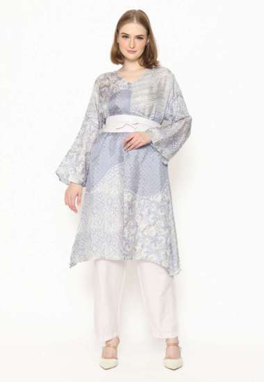 Batik Etniq Craft Aliza Malaysian Set Batik Viscose Obi Set Kulot-Blue