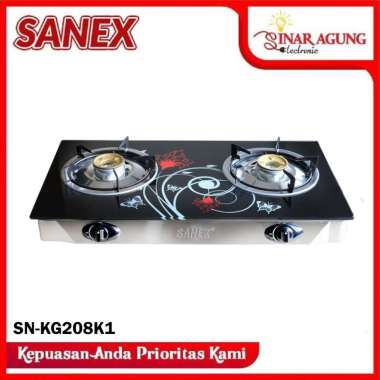 SANEX KOMPOR GAS KACA KG208 K1 / KG-208 K2 / KG 208K (2 TUNGKU) BUTTERFLY SERIES SN-KG208K1