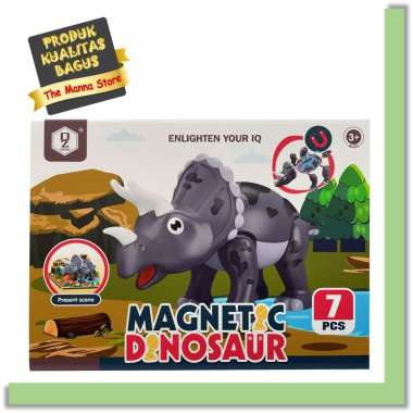 Mainan Anak Magnetic Dinosaur Triceratops 7pcs DIY Education Dinosaurus Kualitas Bagus