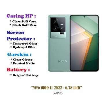 Vivo iQOO 11 2022 - 6.78 inch - Case - Screen Protector - Battery - Dll Black Soft Case