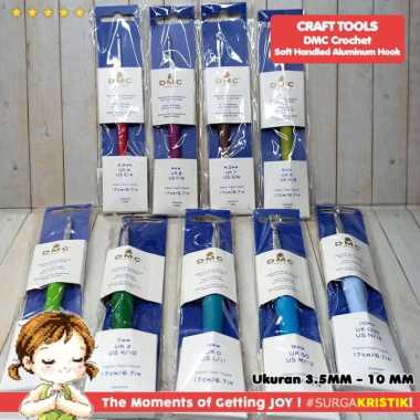 Jarum Rajut Hakpen DMC Alumunium Crochet Hook Silicon Handle U1953 3.5 mm