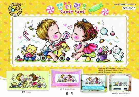 Paket Kristik / Cross Stitch Sodastitch SO-G67 Candy Land Permen Anak Paket Lengkap