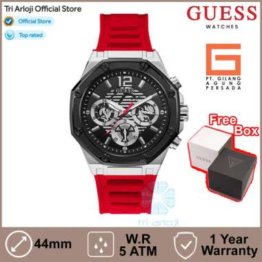 GUESS Watches GUESS GW0263G3 Original MOMENTUM Jam Tangan Pria Analog Red Silver