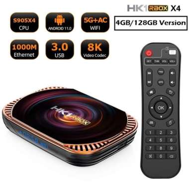 HK1 RBOX X4 - Android 11 Smart Android TV Box 8K - RAM 4GB ROM 128GB