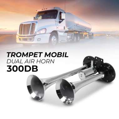 Klakson Trompet Mobil Dual Air Horn 300dB 12V/24V - LD-201 - Silver Silver