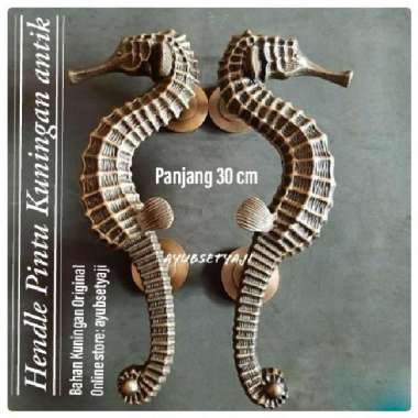 Handle Pintu Kuda Laut Kuningan Gagang Pintu Rumah Kudalaut hendle