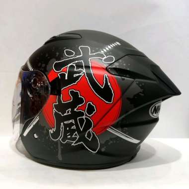 HELM NHK R1 MAX BUSHIDO #1 BLACK RED DOFF HELM HALF FACE L