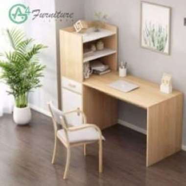Meja Belajar Samantha Minimalis Warna Natural Kayu Jati