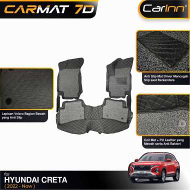 Carinn Karpet Mobil Hyundai Creta 2022-On 7D Premium Carmat Diamond Black + Koil Carpet