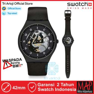 SWATCH SS07B101 Original Swatch WHITE SIDE Jam Tangan Pria Analog Kulit Original Swiss Made