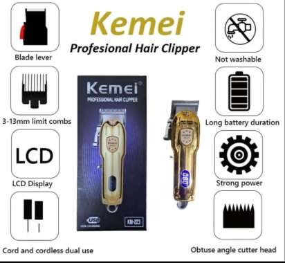 Alat Cukur Rambut Kemei Km-223 Hair Clipper LED DISPLAY Gold