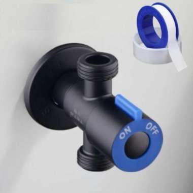 STOP KRAN CABANG KLOSET/STOP KRAN T SHOWER HITAM 1/2 inc CABANG