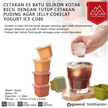 CETAKAN ES BATU SILIKON KOTAK KECIL DENGAN TUTUP CETAKAN PUDING AGAR