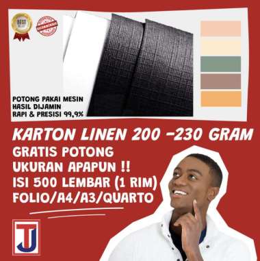 karton linen warna hitam / putih ukuran f4 / a4 / a3 /lainnya [1 rim] Multicolor