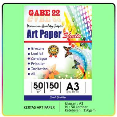 kertas art paper a3 isi 50 lembar 150 gsm - a3 Multicolor