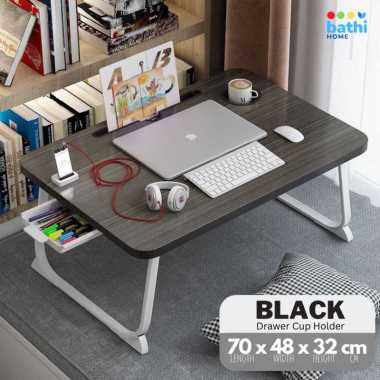 Meja Lipat Belajar Laci Stand Buku Cup Holder 70cm Portable Laptop Foldable Bed Table BATHI-BO70 Upg