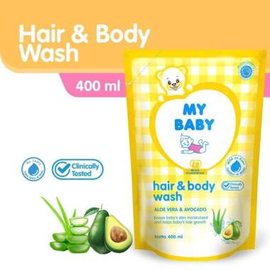 My Baby Hair & Body Wash 400ml, Milk Bath 400, Bath Telon 400ml Hair & Body Kuning