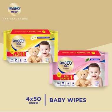 paseo baby wipes tissue basah Promo 4pcs Jojoba Oil Pink