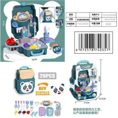 mainan kitchen wastafel 3 in 1 kitchen tas ransel masak masak Multicolor