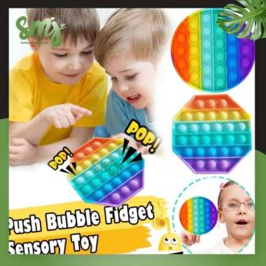 smj - pop it mainan anak warna rainbow fidget toy push bubble kids Multicolor