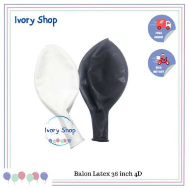Balon Latex 36 inch Doff Jumbo 4D 36" balloon hitam putih Bulat Putih