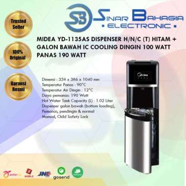 MIDEA YD-1135AS DISPENSER H/N/C (T) HITAM + GALON BAWAH IC COOLING DINGIN 100 WATT PANAS 190 WATT (N