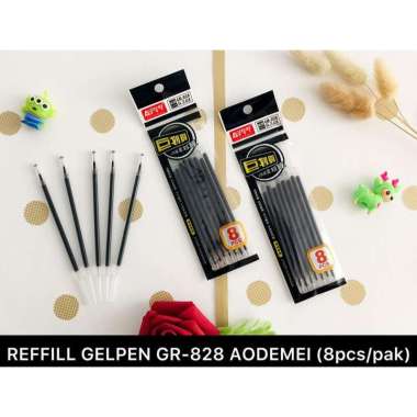 Aodemei Refill Gel Pen / Refill Pulpen Gel 0.5 Mm Warna Hitam Isi 8 Pcs
