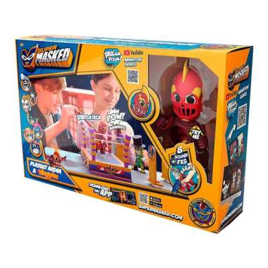 SUPER MASKED - TRAINING ARENA - STRETCH TECH 8 EXCLUSIVE SOUNDS - BOX PLAY SET WITH 1 EXCLUSIVE CHAR