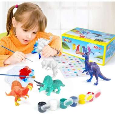 mainan edukasi anak diy paint dino world / painting dinosaurus / color