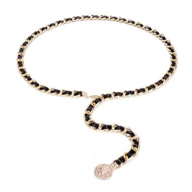 Rantai ikat Pinggang logam Belt Rantai Branded Fashion Gesper Wanita Hitam