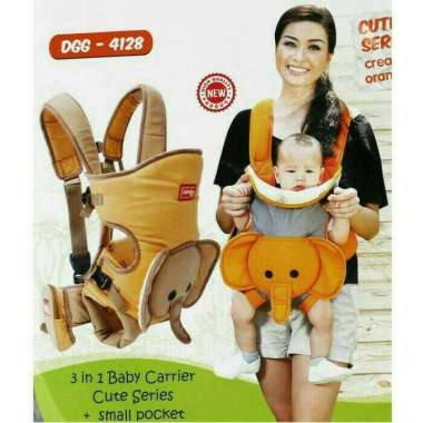 Gendongan Depan Dialogue Gajah Orange Coklat Multicolor