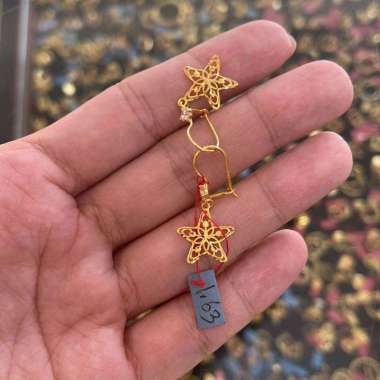 Anting Kait Bintang Ukir Koleksi Josean Elegant Emas Asli