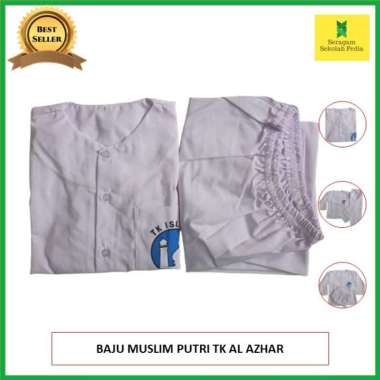 Setelan Seragam Muslim TK Al-Azhar Anak Perempuan Warna Putih Multicolor