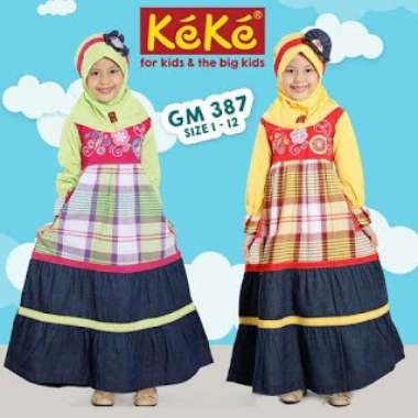 Baju Gamis Anak Muslimah Keke GM 387 Busana + Jilbab Multicolor