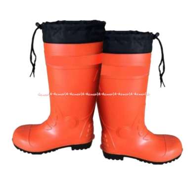 Krisbow Sepatu Boot Pvc Dengan Reflektor Memantulkan Cahaya Oranye Lentur Kuat Anti Slip Shoes Boots Ukuran M L XL XL